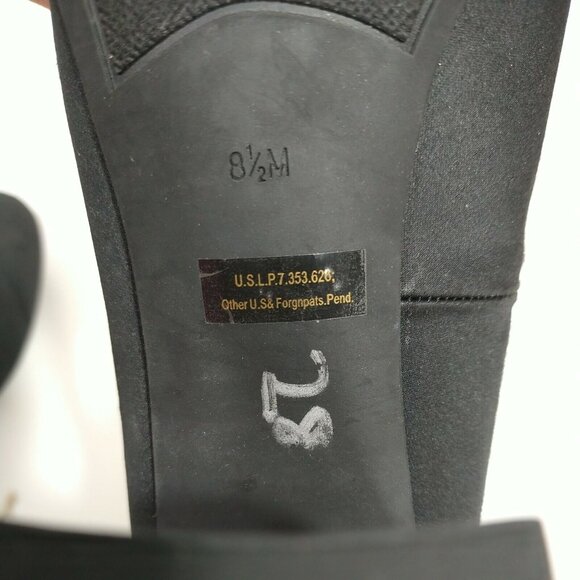 Marc Fisher Ankle Strap Block Heel Shoes Retro Women Size 8.5 M Black Silver - Picture 9 of 9